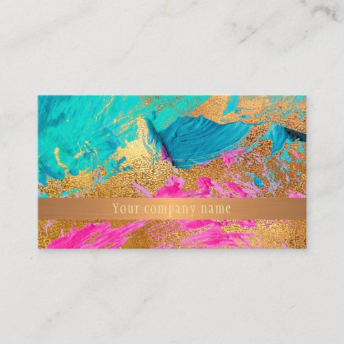 Modern art strokes copper gold company name business card