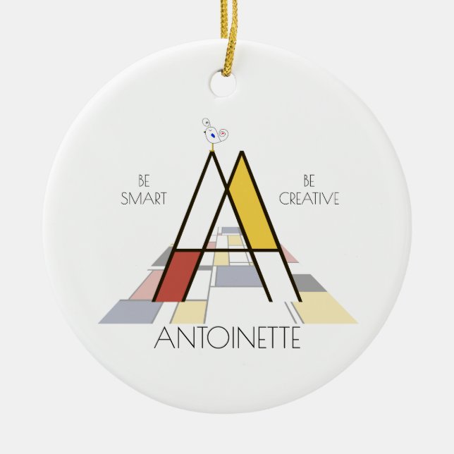 Modern Art Style Monogram. Letter A Ceramic Ornament (Front)