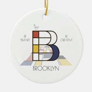 Modern Art Style Monogram. Letter B Ceramic Ornament