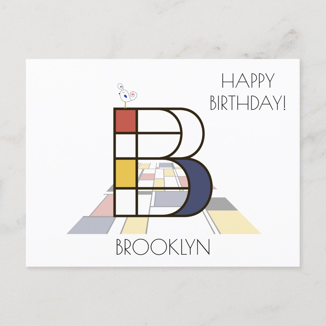 Modern Art Style Monogram. Letter B Postcard | Zazzle