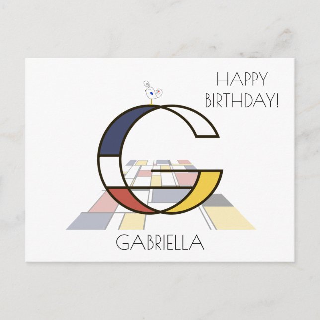 Modern Art Style Monogram. Letter G Postcard (Front)