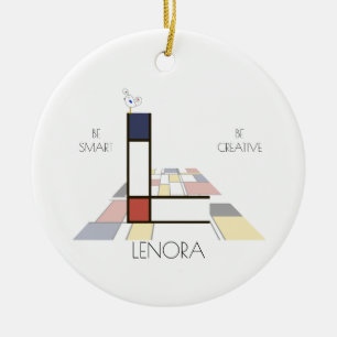 Modern Art Style Monogram. Letter L Ceramic Ornament