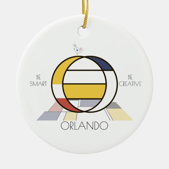 Modern Art Style Monogram. Letter O Ceramic Ornament (Front)