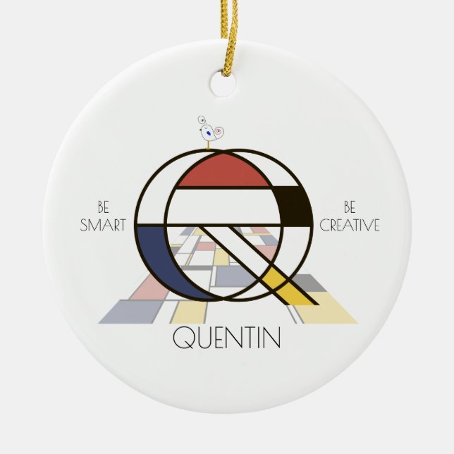 Modern Art Style Monogram. Letter Q Ceramic Ornament (Front)