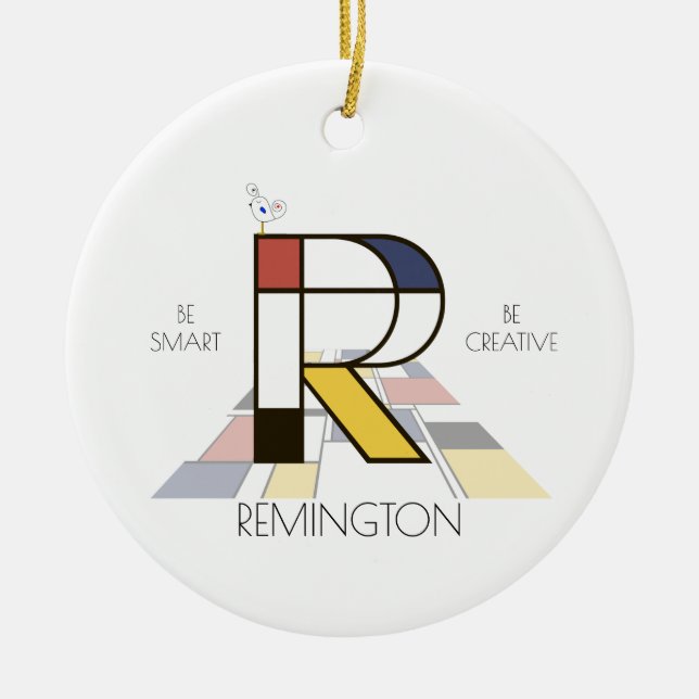 Modern Art Style Monogram. Letter R Ceramic Ornament (Front)
