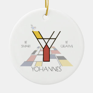 Modern Art Style Monogram. Letter Y Ceramic Ornament