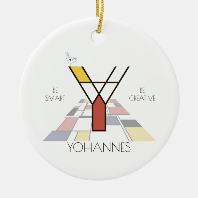 Modern Art Style Monogram. Letter Y Ceramic Ornament (Front)