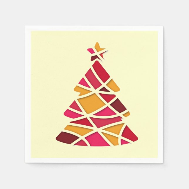 Modern Art Stylish red and gold Christmas tree Napkins (Front)