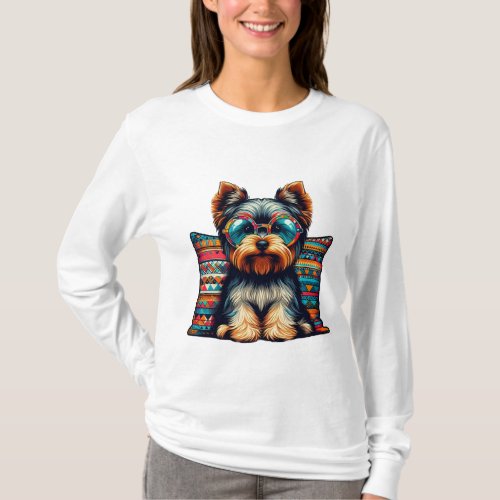 Modern Art Summer Yorkshire Terrier T_Shirt