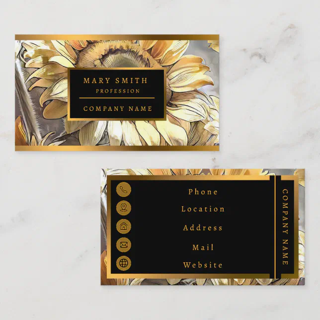 Modern Art Sunflowers On Field Collection Business Card | Zazzle