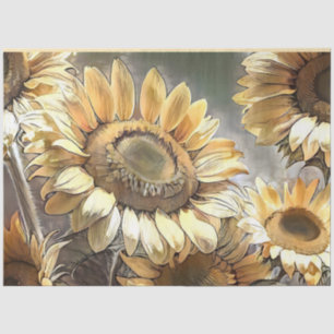 Modern Art Sunflowers On Field Collection Tissue Paper