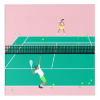 Modern Art Tennis Match Player Pink Green