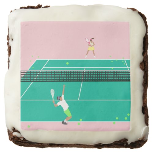 Modern Art Tennis Match Player Pink Green  Brownie