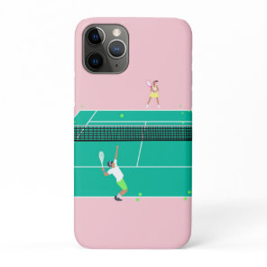 Modern Art Tennis Match Player Pink Green  iPhone 11 Pro Case