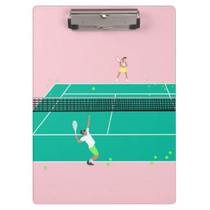 Modern Art Tennis Match Player Pink Green  Clipboard
