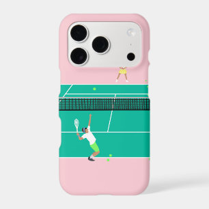 Modern Art Tennis Match Player Pink Green  iPhone 17 Pro Case
