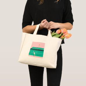 Modern Art Tennis Match Player Pink Green   Mini Tote Bag