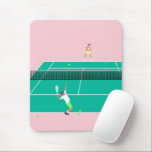 Modern Art Tennis Match Player Pink Green   Mouse Pad<br><div class="desc">Modern tennis match illustration of a two tennis players on a pastel pink and green tennis court. Summer abstract classic preppy tennis illustration design. Modern trendy tennis gifts for him and her. Personalized Gift for a tennis player. Trendy tennis theme players home decor. Trendy modern tennis themed player gifts. Cool...</div>
