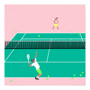 Modern Art Tennis Match Player Pink Green    Poster