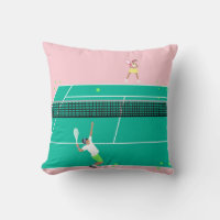 Modern Art Tennis Match Player Pink Green