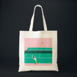 Modern Art Tennis Match Player Pink Green  Tote Bag<br><div class="desc">Modern tennis match illustration of a two tennis players on a pastel pink and green tennis court. Summer abstract classic preppy tennis illustration design. Modern trendy tennis gifts for him and her. Personalized Gift for a tennis player. Trendy tennis theme players home decor. Trendy modern tennis themed player gifts. Cool...</div>
