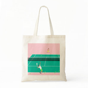 Modern Art Tennis Match Player Pink Green  Tote Bag