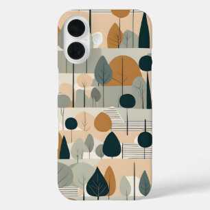 Modern Art Trees in Earth Tones iPhone 16 Case