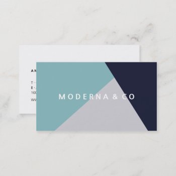 Modern Art Turquoise Blue Color Block Professional Business Card by busied at Zazzle