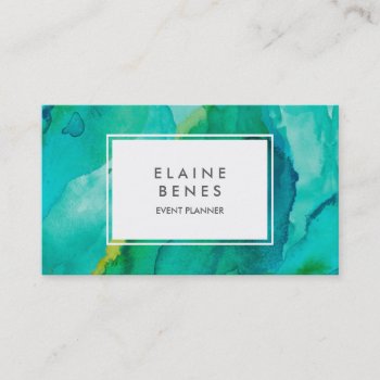 Modern Art Turquoise Business Card by spinsugar at Zazzle