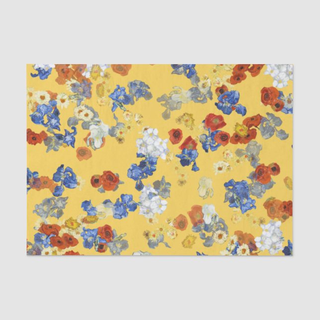 Modern Art Van Gogh Flowers on Yellow Tissue Paper (Front)