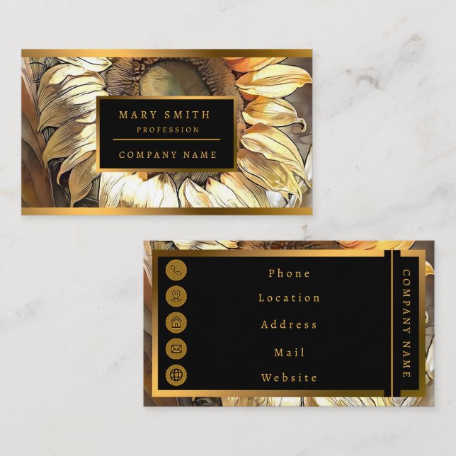Modern Art Vintage Sunflower Collection Business Card (Front/Back)