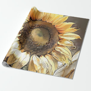 Modern Art Vintage Sunflower Collection Wrapping Paper