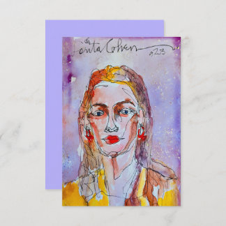Modern Art Watercolor Woman Thank You Cards
