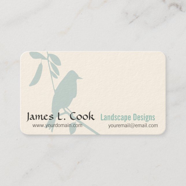 Modern Art  Whimsical Blue Bird Professional Business Card (Front)