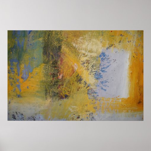 Modern Art Yellow Abstract Art Paint Print Poster Zazzle