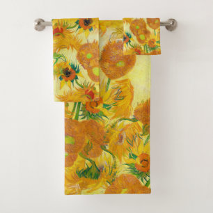Modern Art Yellow Orange Sunflowers Oil Painting Bath Towel Set
