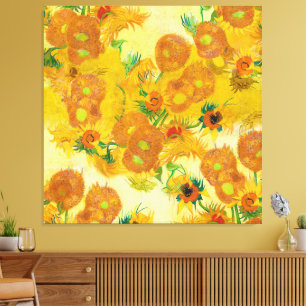 Modern Art Yellow Orange Sunflowers Oil Painting Canvas Print