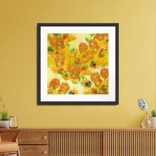 Modern Art Yellow Orange Sunflowers Oil Painting Framed Art