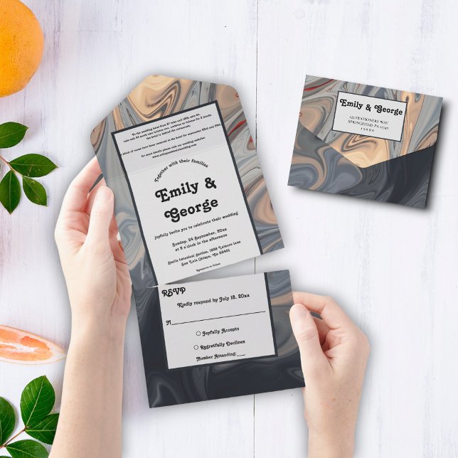 Modern Artful Unique Abstract Wedding All In One Invitation (Creator Uploaded)