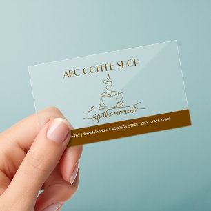 Modern Artisan Coffee Shop Clear Business Cards
