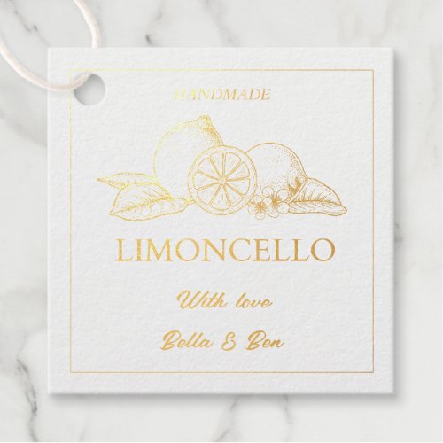 Modern Artisan Lemon Wedding Limoncello Bottle  Foil Favor Tags