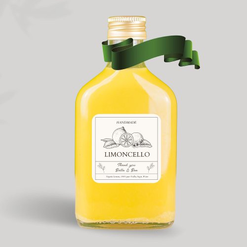 Modern Artisan Lemon Wedding Limoncello Bottle  Square Sticker