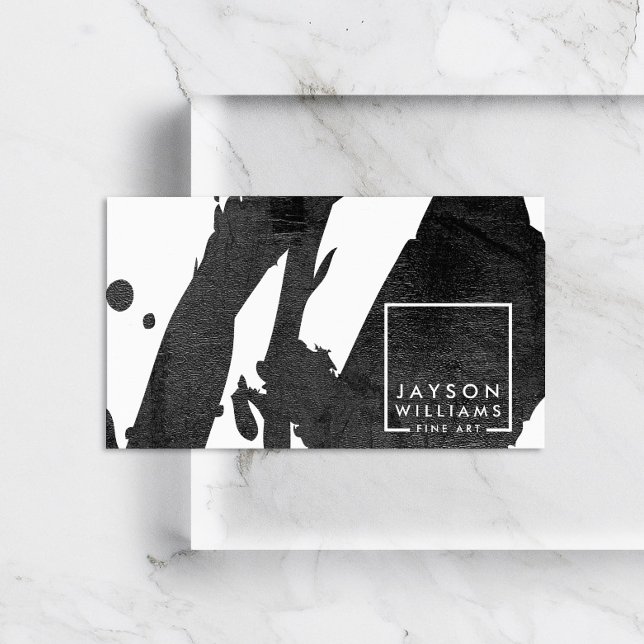 Modern Artist Abstract Black Brushstrokes Designer Business Card (Creator Uploaded)