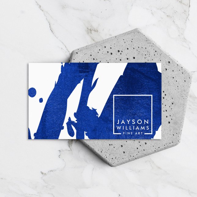 Modern Artist Abstract Blue Brushstrokes Designer Business Card (Creator Uploaded)