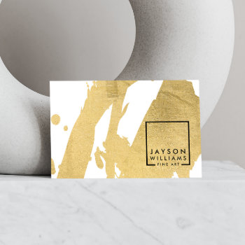 Modern Artist Abstract Faux Gold Brushstrokes Business Card by 1201am at Zazzle