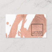 Modern Artist Abstract Faux Rose Gold Brushstrokes Business Card (Front)