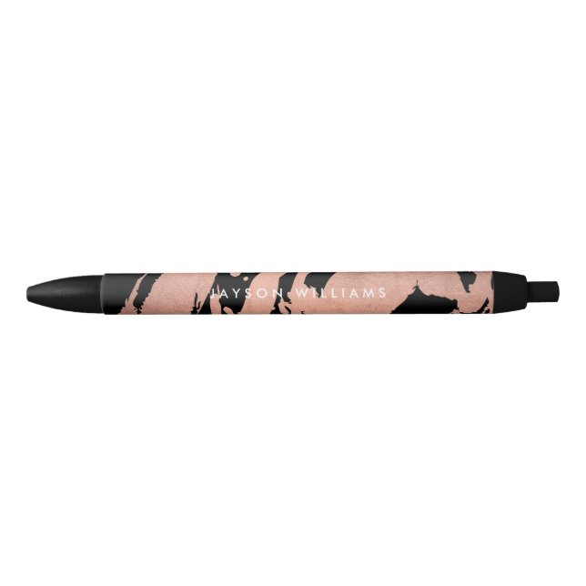 Modern Artist Abstract Rose Gold/Black Brushstroke Pen (Front)