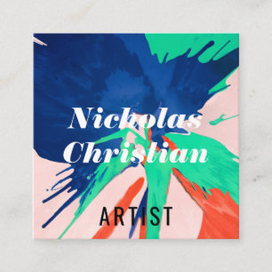 Modern Artist   Colorful   Paint Brushed  Square Business Card