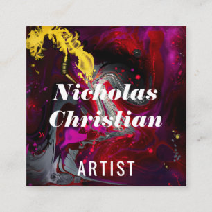 Modern Artist   Colorful   Paint Brushed  Square Business Card