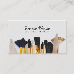 Modern artist illustrator script paint brush photo business card